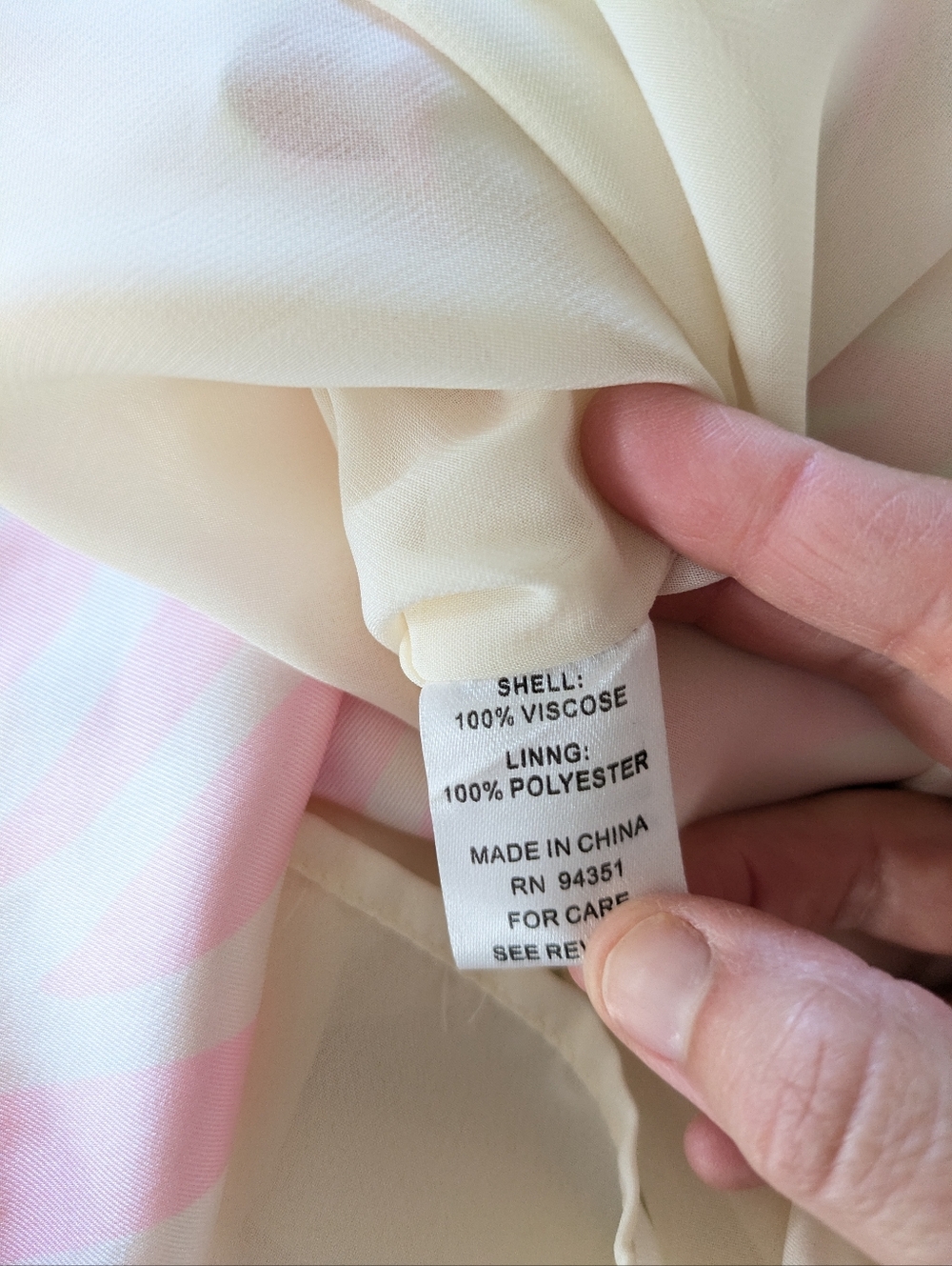 Jade Melody Tam Top Womens XS Pink Cream Lined Blouse 3/4 Sleeves - Picture 6 of 9